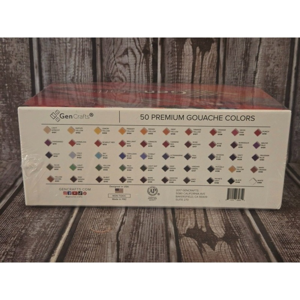 GenCrafts Gouache Paint Set 50 Premium Vibrant Colors Tubes 12 ml / 0.406 oz - Picture 2 of 3